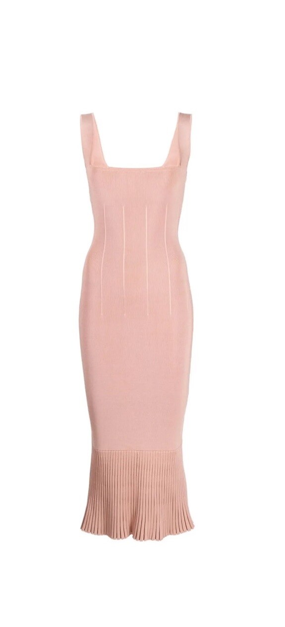Galvan London Atalanta Midi Dress Size Large L 10 Square Neck Pleated Bandage