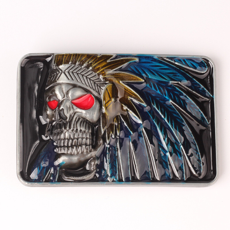 Indian Chief Skull Belt Buckle for Men & Women Western Cowboy Rodeo Style Wear
