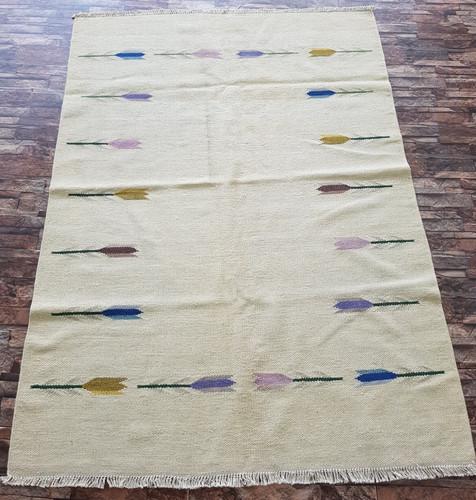 Vintage Handmade Traditional Swedish Kilim Floor Rug Carpet 187x135 cm