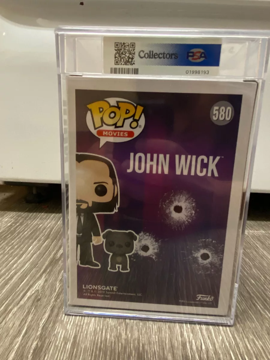 PSA 8.5 JOHN WICK WITH DOG FUNKO POP MOVIES 580 RARE VAULTED KEANU REEVES  GRADED