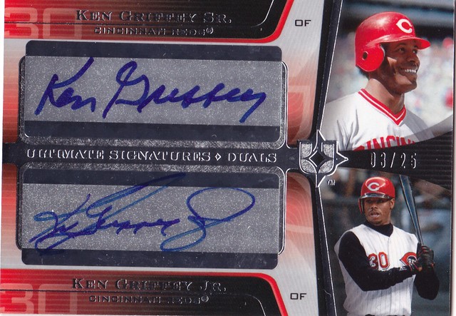 2004 Ultimate KEN GRIFFEY JR SR Dual Auto Signatures Card Jersey #D 3/25 RARE