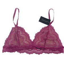 Frederick's Of Hollywood Women's Caroline Lace Bralette Size 1X Fuchsia Silver