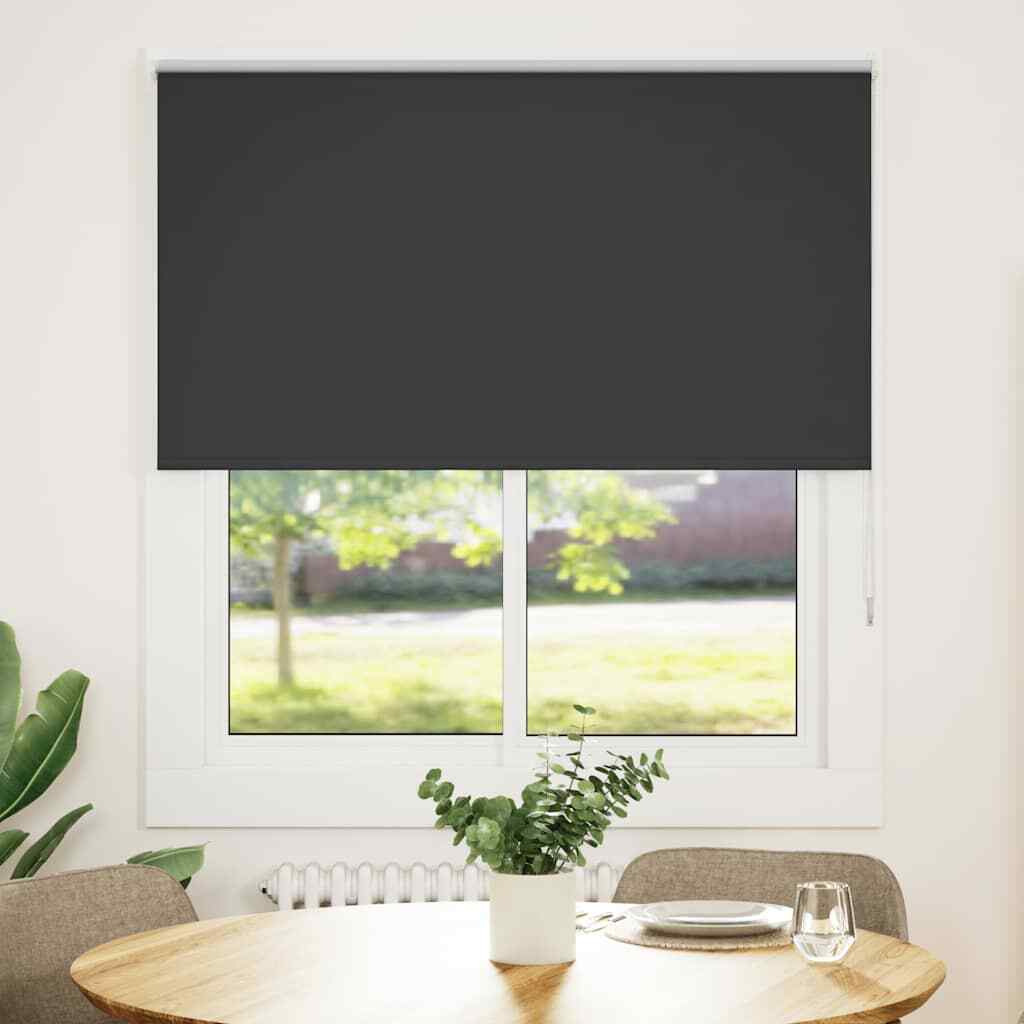 vidaXL Roller Blind Blackout Black 125x150 cm Fabric Width 121.6 cm Polyester