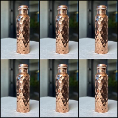6 x 100 % reines Kupfer Wasserflasche 1 ltr Diamant beste Qualität gesundheitliche Vorteile