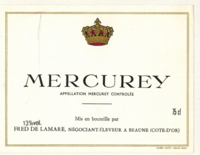 Etikett Burgunderwein-Mercurey (75cl)-Fred de Lamare-Vigne-Traube-R.558