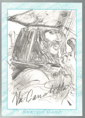 Signed Vic Carrabotta Original Art Sketch Card Pirates of Carribbean Johnny Depp