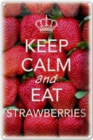 Blechschild Spruch 20X30 Cm Keep Calm And Eat Strawberries Deko Schild Tin Sign