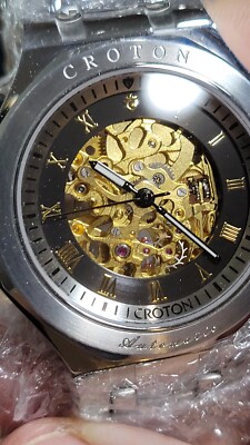 NEW MENS CROTON AUTOMATIC JEWEL SKELETON WATCH