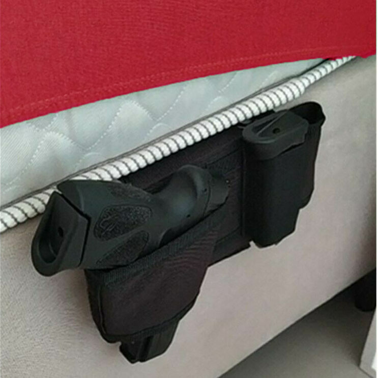 Tactical Concealed Under Car Seat Mattress Bedside Gun Pistol Holster Mag Holder-image