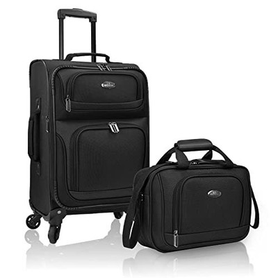 US TRAVELER RIO LIGHTWEIGHT CARRY-ON SUITCASE 20'' SOFTSIDE EXPANDABLE - BLACK