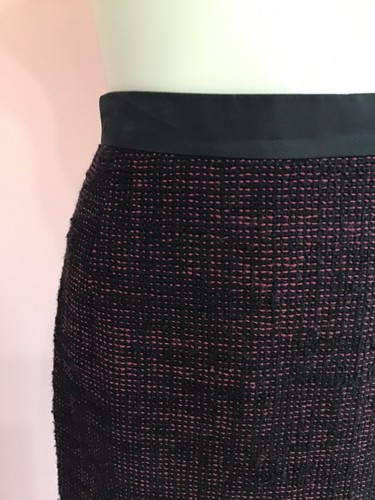 AKRIS 10 Large Woven Wool Tweed Black Pink Jacket Skirt Designer Womens Suit - Picture 6 of 12