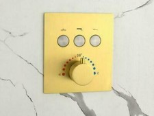 Bathroom Brushed Gold Thermostatic Shower Diverter Valve Round 3 Ways Mixer Tap