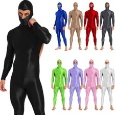 Men's Open Face Full Body Zentai Cosplay Costume Glossy Full Bodysuit Jumpsuit