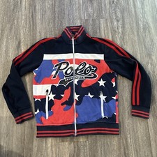 POLO RALPH LAUREN DOUBLE KNIT TRACK JACKET AMERICANA FULL ZIP MEN SIZE Medium