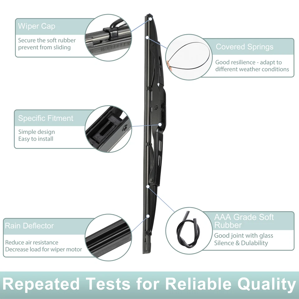 2pcs 13"+13" Front Pair Windshield Wiper Blade Set for Jeep Wrangler YJ TJ - Image 4 of 4