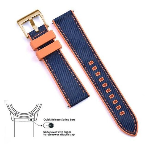Hybrid Fkm Watch Strap Fluoro Rubber Canvas Nylon Watchbands Quick Release - Picture 71 of 76