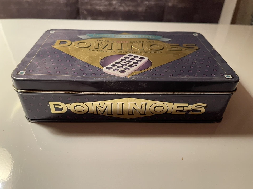 Vintage Classic Collectors Series Double 9 Color Dot Dominoes in Collectors Tin - Image 3 of 3