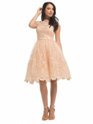 Chi Chi London Kourtney Kleid Peach Blush UK 16 UVP 72£ DH9 II 10
