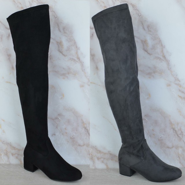 over the knee block heel boots uk