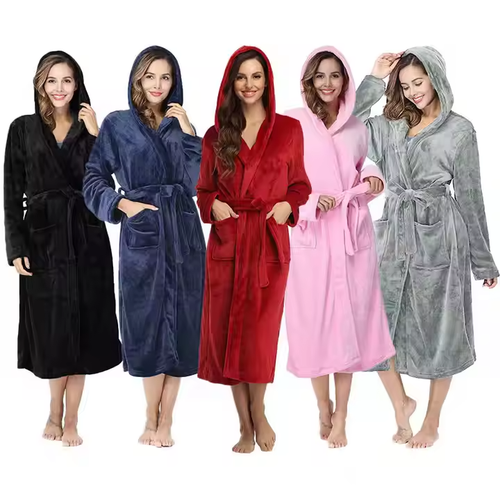 NEW Womens Robe Fleece Bathrobe Long Warm Spa Bath Robe Shower Lightweight Plus - Picture 4 of 5