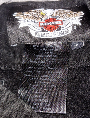 Sudadera con Capucha Harley Davidson Para Hombre Pequeña Negra/Gris Bolsillo Frontal Bordado Pesado - Imagen 3 de 11
