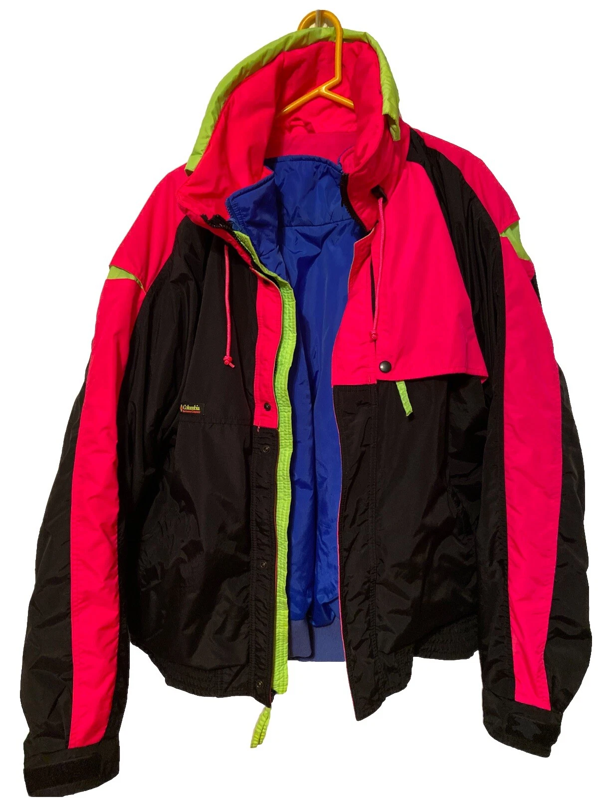 Vintage Columbia Snow Jacket 3-n-1 Neon Mens XL Radial Sleeve Criterion