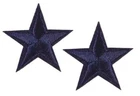 2 Navy Blue STAR Patches Iron On Sew On Stars Patch Embroidered Applique Badges