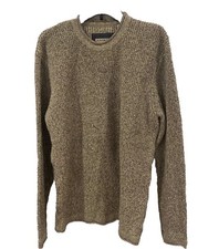 32 Bar Blues Sweater Mens Large Gray Slight Black Beige Knit Crew Neck Pullover