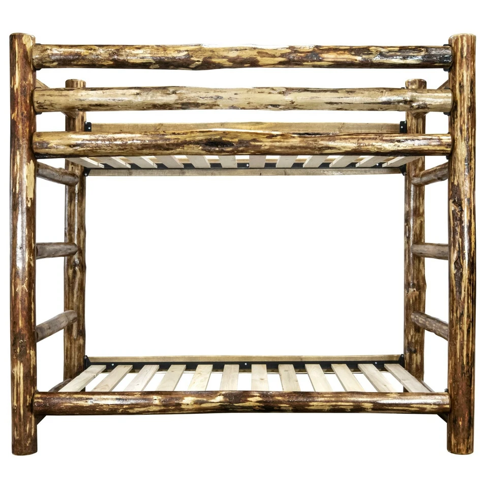 Literas de troncos rústicas TAMAÑO DOBLE hechas por Amish literas muebles Western Lodge Foto 3 de 4