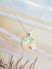 Beach Sea Turtle Necklace Pendant Silver Chain Summer Jewelry Ocean Scene Charm
