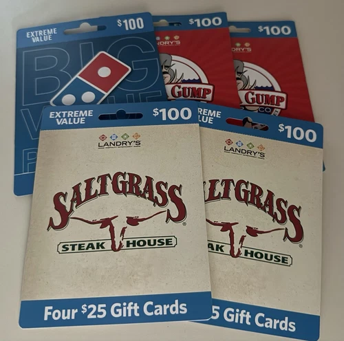 $500 Worth of Gift Cards Dominoes Bubba Gump Shrimp Co. Salt Grass Steak House