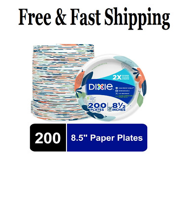 Dixie Everyday Disposable Paper Plates, 8.5'', Multi-Color, 200 Count