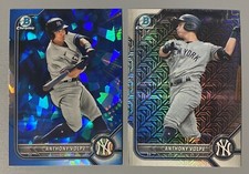 2- 2022 Bowman Chrome Anthony Volpe Sapphire #BDC-68, Mojo Refractor #BCP-182