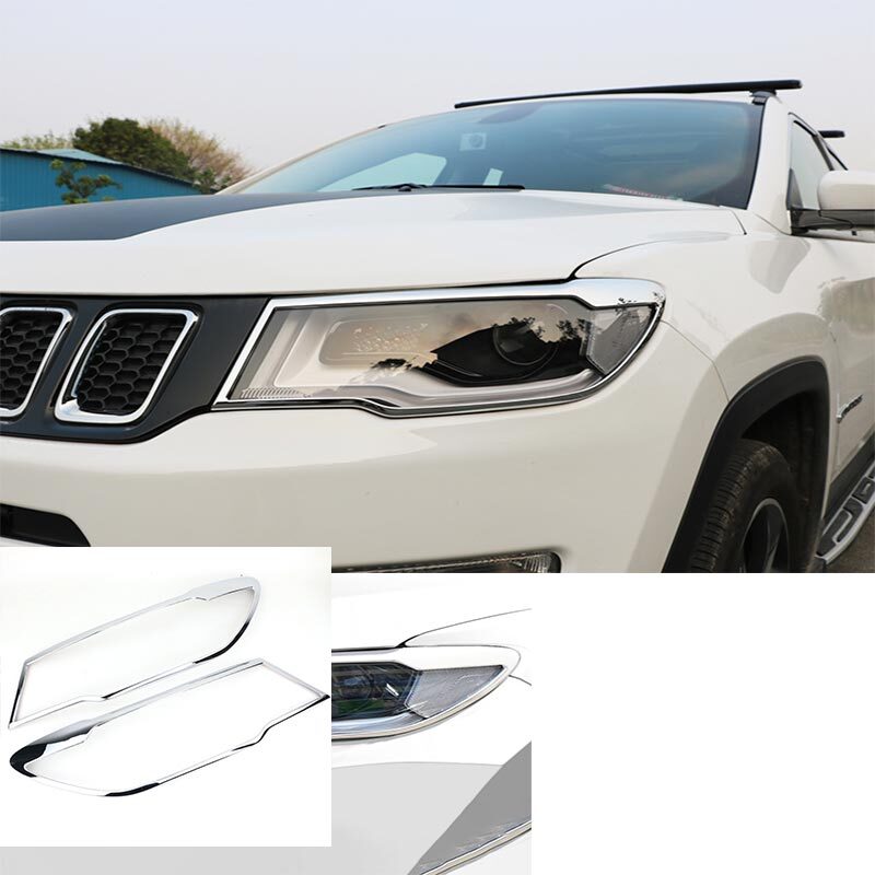 Jeep Compass 2017-2020 ABS Chrome Front Headlight Cover Trim 2PCS  