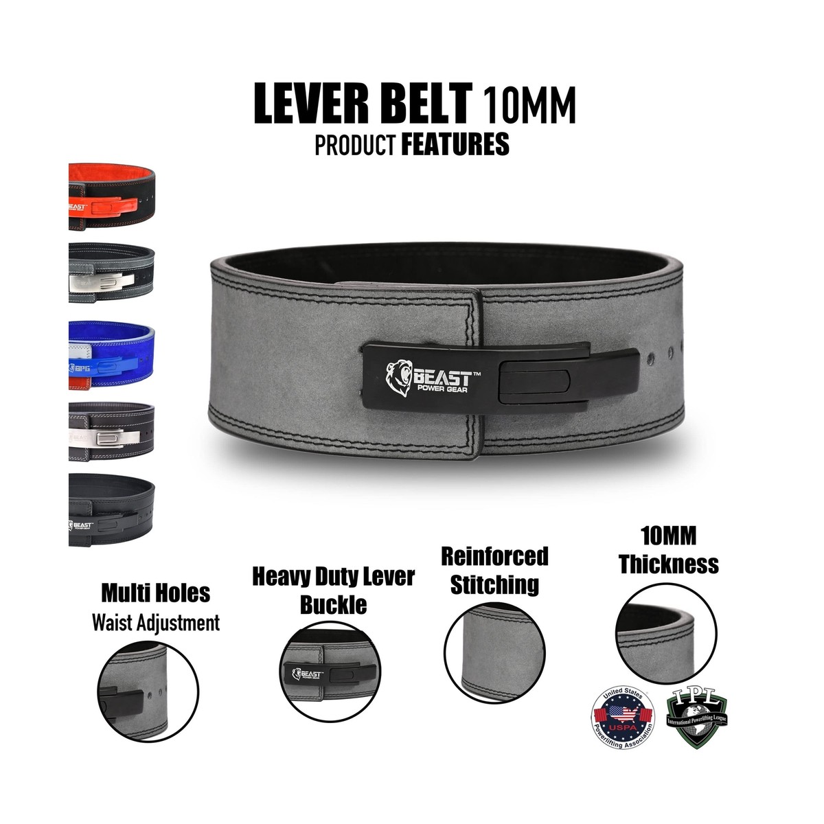 Inzer Forever Buckle Belt 13MM - Medium Black Weightlifting Powerlifting Belt