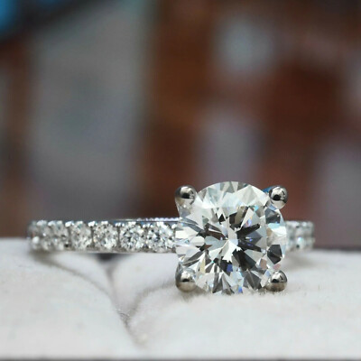 2.6 Ct Round Cut Lab Created Solitaire Wedding Engagement Ring White Gold Plated