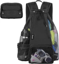 Swim Bag Beach Backpack with Padded Shoulder Strap Mesh Large, Black 
