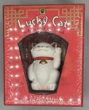 Japanese Maneki Neko Lucky Cat 3" Hand Painted Statue,Illustrated Book  Display