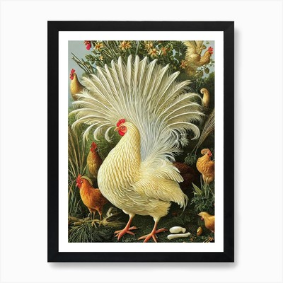 Chicken 2 Haeckel Style Vintage Ill Framed Wall Art Poster Canvas Print Picture