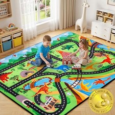 Kids Dinosaur Rug, 6x9 Ft   Extra Thick 0.4in Non-Slip Dino Safari Rug Road