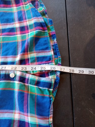 Old Navy Flannel Shirt Womens L Blue Green Madras Plaid Button Up Long Sleeve - Picture 7 of 7