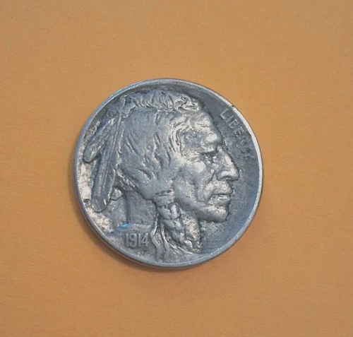 1914 S Buffalo Nickel US Coin - San Francisco Mint - EF/AU Full Horn