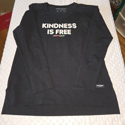 Life is Good Women M Crusher-Flex Tunic Kindness is Free Black Medium