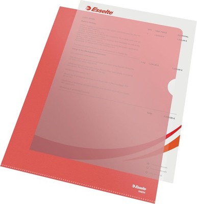Esselte Sichthüllen-Set Standard Plus, 100 Stück, A4 Format, Rot mit matter O