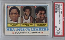 1973 Topps #154 Kareem Abdul-Jabbar Nate Archibald Spencer Haywood PSA 8 oc Vend