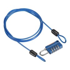1Set 4 Digit Combination Lock 3.3ft Security Cable Padlock Lock Clear Blue