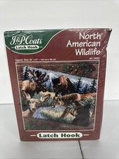 Vintage J P Coats Latch Hook Kit North American Wildlife 25053 Sealed