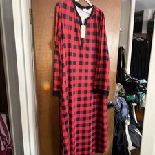Target Ekouaker Womens  Poly Long Sleeve Nightgown 4X Plus Red Buffalo Plaid