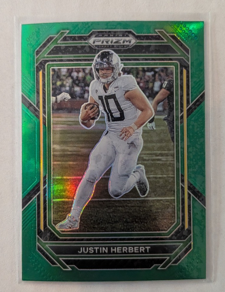 2023 Panini Prizm Draft Picks - Justin Herbert #60 Green Prizm Color Match