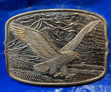 Silver Plated AMERICAN EAGLE Belt Buckle Highlighted with 24Karat Gold with COA